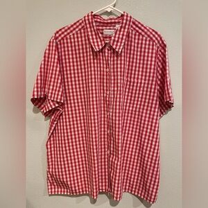Claiborne Red and White Gingham Button Down Shirt